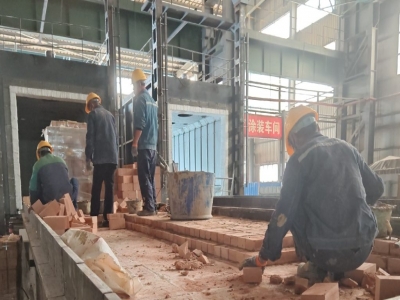 電阻爐臺車現(xiàn)場砌筑